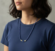 Tanzanite Necklace - with Prehnite and Blue Sapphire Bead